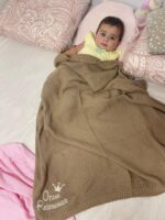 HDLOVE 100x80cm Personalised Baby Blankets, Cotton Knitted Blanket Personalized Embroidered Name Baby Boy Baby Girl Soft Blanket Baby Shower Breathable Stroller Blanket(GRAY,Embroidery name) - Image 3
