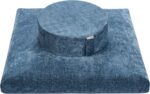Meditation Cushion with Washable Premium Velvet Cover,100% Memory Foam Square Floor Cushion and Buckwheat Cushion Seating for Adults and Children Sitting, Yoga, Reading (Luxe Blue Bundle)