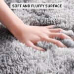 Tepook Fluffy Large Rugs for Living Room, 8x10 Area Rugs for Bedroom, Modern Shag Fuzzy Carpets for Kids Boys Girls, Plush Indoor Nursery Home Decor Rug with Non-Slip Bottom, Tie-dye Light Grey - Image 7