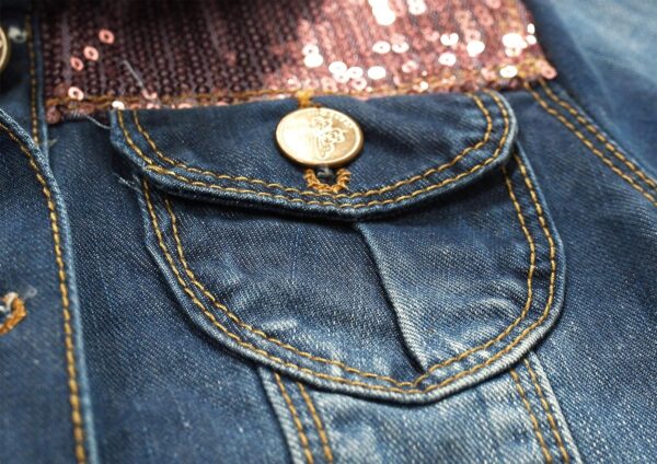 KIDSCOOL SPACE Little Girl Jean Jacket,Flower Embroidered Denim Outfits - Image 5