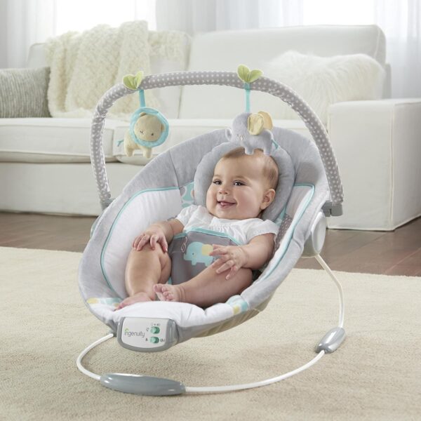 Ingenuity, Soothing Baby Bouncer Chair with Soothing Vibrating Infant Seat, Morrison - 0-6 Months & Infantino Flip Advanced 4-in-1 Grey Carrier - Ergonomic, convertible - Image 3