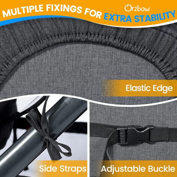 Orzbow Universal Baby Mosquito Net & Buggy Sun Shade with UPF50+,Breathable Pram Net Cover with Two-way Zipper & Adjustable Stroller Sun Cover with Bag for Pushchair,Car Seat & Carrycot (Black) - Image 5