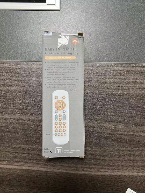 Bambebe Baby TV Remote Control Toy with Music Sound and Soft Light, Toddler Realistic Play TV Remote Toys Early Educational Learning Toy with 3 Language, Musical Baby Sounds Toys 6 12 18 Months - Image 9