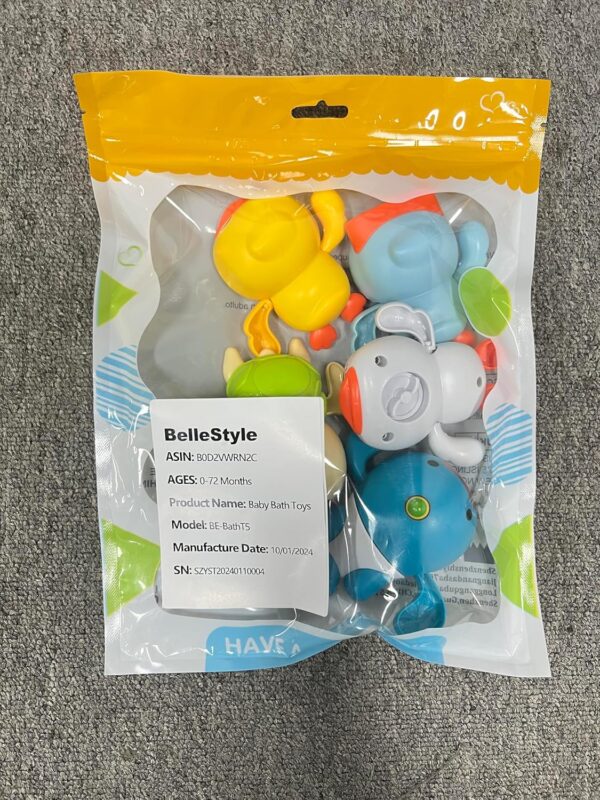 BelleStyle Baby Bath Toys, 5 Pcs Wind Up Bath Tub Toys for Kids 1 2 3 4 Years Old, Paddling Pool Toys Floating Swimming Duck Turtle Whale Clockwork Water Toys for Toddlers Boys Girls Baby Bath Time - Image 8