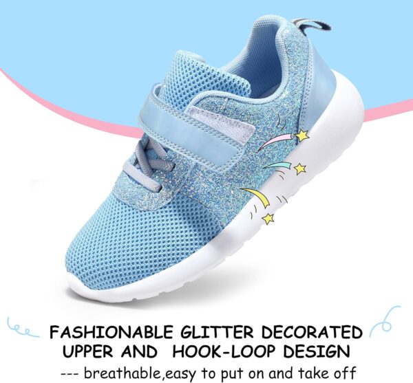 Girls Trainers Kids Athletic Shoes Toddlers Glitter Casual Lightweight Sneakers Sports Shoes Breathable Tennis Road Trail Running Shoes - Image 2