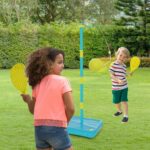 Early Fun All Surface Junior Swingball Set, For ages 3+, Introduction to Swingball, Foam Ball and little hands bats, Tangle Free Top Spinner, All Surface Base, Blue and Yellow, 36 x 46 x 10 cm - Image 2