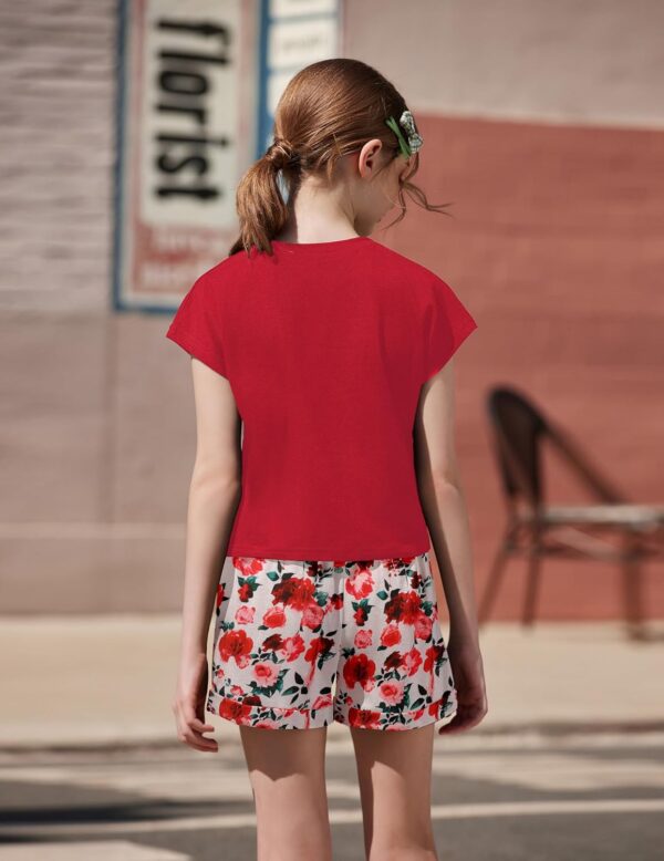 Arshiner Girl's Clothing Set Kids Summer T-shirt with Shorts Set Casual Fashion Short Sleeve Top Outfits Set for Girls 6-14 Years - Image 4