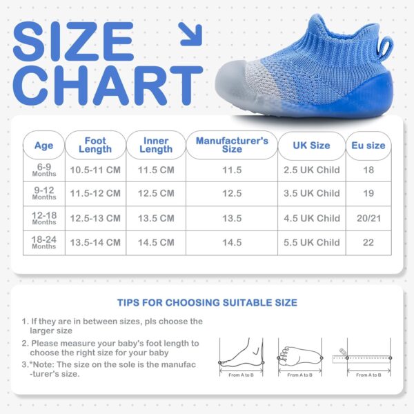 MASOCIO Baby Boys Girls Sock Shoes Infant Toddler First Walking Shoes Soft Rubber Sole Non Slip Shoes - Image 6