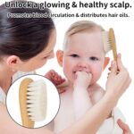 Personalized Baby Hair Brush and Comb Set for Newborn - Custom Wooden Toddler Hair Brush Set with Soft Goat Bristle, Baby Brush Set for Newborn, Toddler Cradle Cap Brush Perfect Baby Registry (A) - Image 3