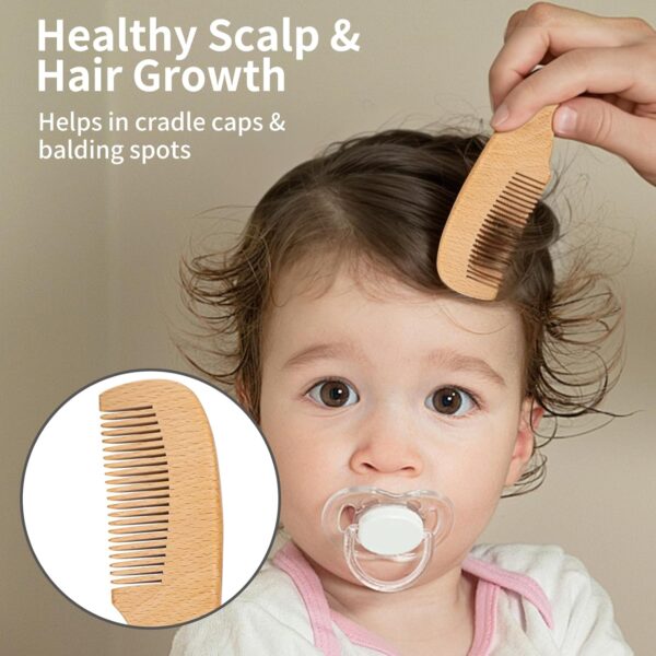 Personalized Baby Hair Brush and Comb Set for Newborn - Custom Wooden Toddler Hair Brush Set with Soft Goat Bristle, Baby Brush Set for Newborn, Toddler Cradle Cap Brush Perfect Baby Registry (A) - Image 5