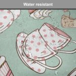 Ambesonne Tea Party Chair Seating Cushion Set of 8, Polka Dots on Teapots and Cups Cupcake with Cherry on Top Teabag English, Anti-Slip Seat Padding for Kitchen & Patio, 16"x16", Almond Green Coral - Image 6