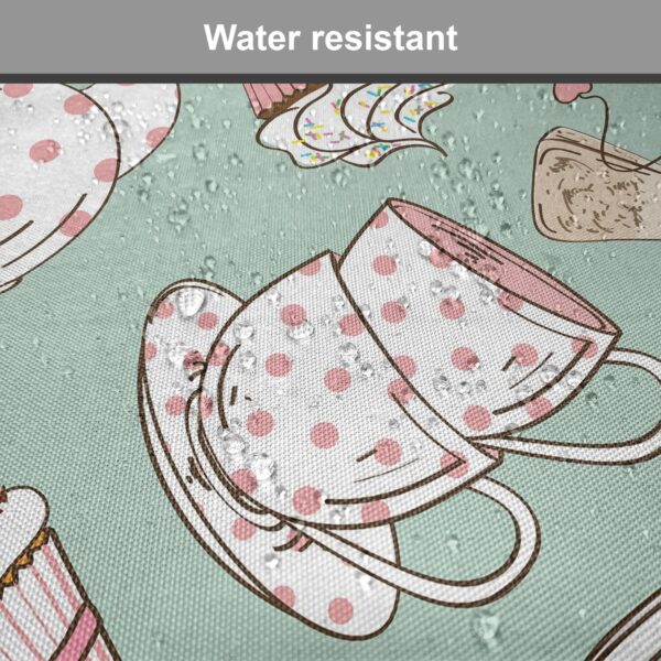 Ambesonne Tea Party Chair Seating Cushion Set of 8, Polka Dots on Teapots and Cups Cupcake with Cherry on Top Teabag English, Anti-Slip Seat Padding for Kitchen & Patio, 16"x16", Almond Green Coral - Image 6