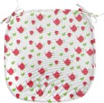 Ambesonne Tea Party Chair Seating Cushion Set of 12, Teapots with Polka Dots and Leaves Tea Time Image Beverage British Design, Anti-Slip Seat Padding for Kitchen & Patio, 16"x16", Dark Coral Green - Image 2