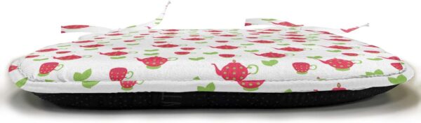 Ambesonne Tea Party Chair Seating Cushion Set of 12, Teapots with Polka Dots and Leaves Tea Time Image Beverage British Design, Anti-Slip Seat Padding for Kitchen & Patio, 16"x16", Dark Coral Green - Image 3