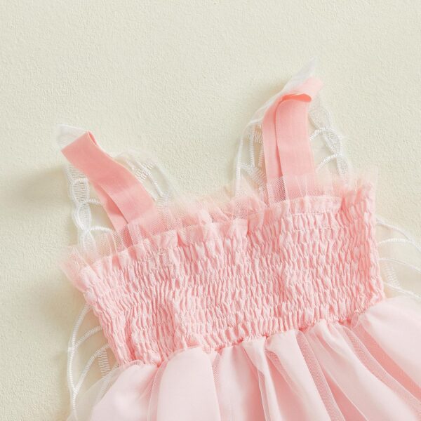 Himllauen Baby Girl Ruffle Sleeveless Dress Toddler Girl 3D Bufferfly Flower Tulle Dress Square Neck Princess Wing Party Dress for Little Girl - Image 4