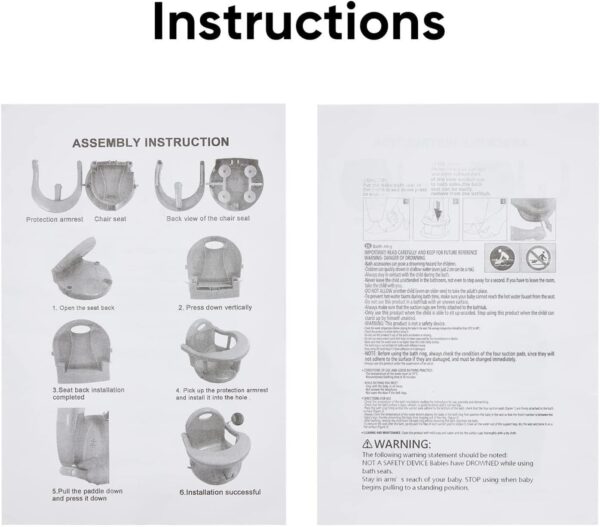 cypreason Toddler Bath Seat,Non-Slip Sit-up Foldable Baby Bath Chair | Bath Seat with Suction Cups, Bathtub Chair Baby, Toddler Bath Seat, Baby Bath Seat for 6-18 Months Toddler Girls and Boys - Image 8