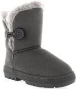 Kids Girls Button Winter Snow Rain Cosy Casual Warm Boots