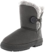 Kids Girls Button Winter Snow Rain Cosy Casual Warm Boots - Image 3