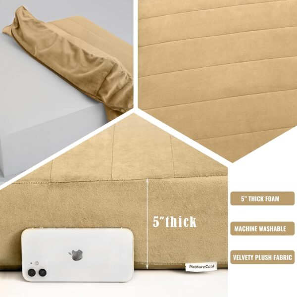 MeMoreCool Square Floor Pillow Seating for Adults Kids, Large Meditation Cushion Floor Pillow with Thick Foam & Soft Tufted Cover, Washable Big Pillow Seat Floor Cushion for Sitting Yoga 22" Khaki - Image 4