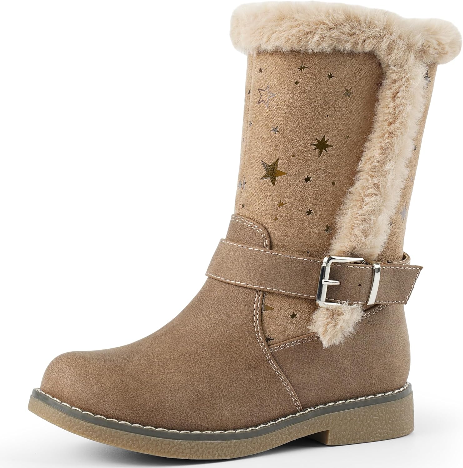 1743894005_81dG5RmOaxL._AC_SL1500_.jpg Harvest Land Girls Boots Kids Mid-Calf Boots Zipper School Shoes Big Kid Fashion Winter Boots Zip-up High-Top Flat Boots - Image 1