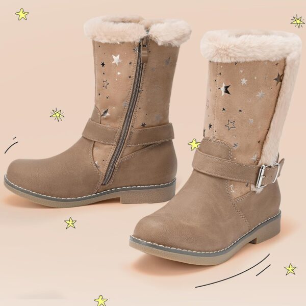 Harvest Land Girls Boots Kids Mid-Calf Boots Zipper School Shoes Big Kid Fashion Winter Boots Zip-up High-Top Flat Boots - Image 2