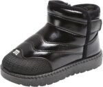 Toddler Boys Girls Snow Boots Baby Boy Fall Warm F𝘂r Lined Boots Winter Wa𝘁erproof Outdoor Ankle Booties Non Slip Shoes for Baby Toddler School Classic 𝗢xford Boots (Black, 9 Toddler)