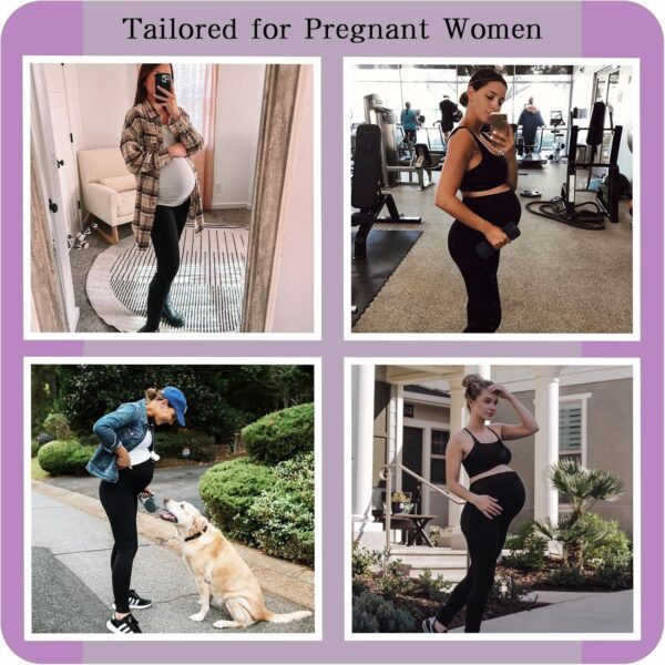 BIOECEUA Women Maternity Flared Leggings Over Bump, High Waisted Soft Stretch Belly Support Pregnancy Trousers with Pockets, Wide Leg Bootcut Yoga Pants for Gym Yoga Workout Casual - Image 6