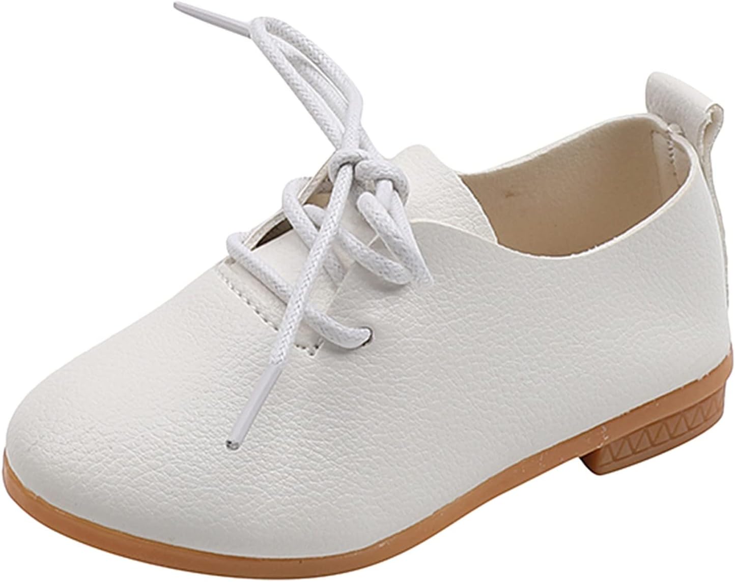 1743925627_619kfTMlWTL._AC_SL1500_.jpg Infant Baby Boys Girls Classic PU Leather Wedding Loafers Toddler 𝐎xford Dress Shoes First Steps Walking Flat Lazy Crib Shoe Premium Soft Anti-Slip Rubber Sole Shoe (White, 8 Toddler) - Image 1