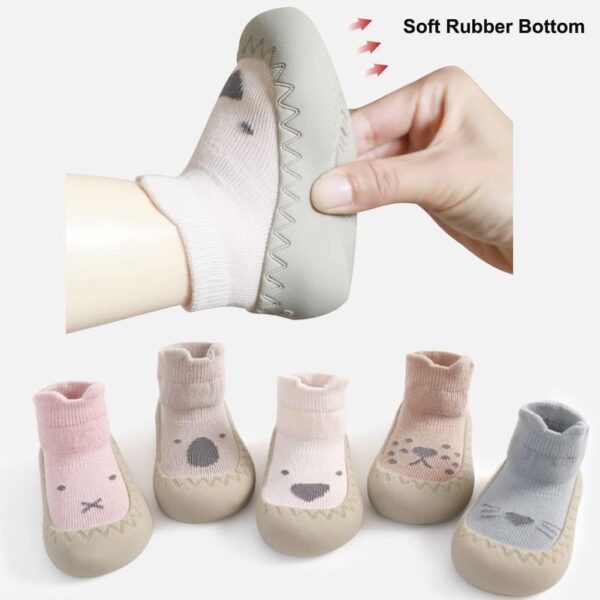 Toddler Sock Shoes Cute Baby First Walking Shoes Soft Sole with Grips for Boys Girls - Image 3
