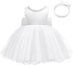 LZH Baby Girls Ruffle Lace Backless with Headwear,Bowknot Flower Dresses Pageant Party Wedding - Image 5