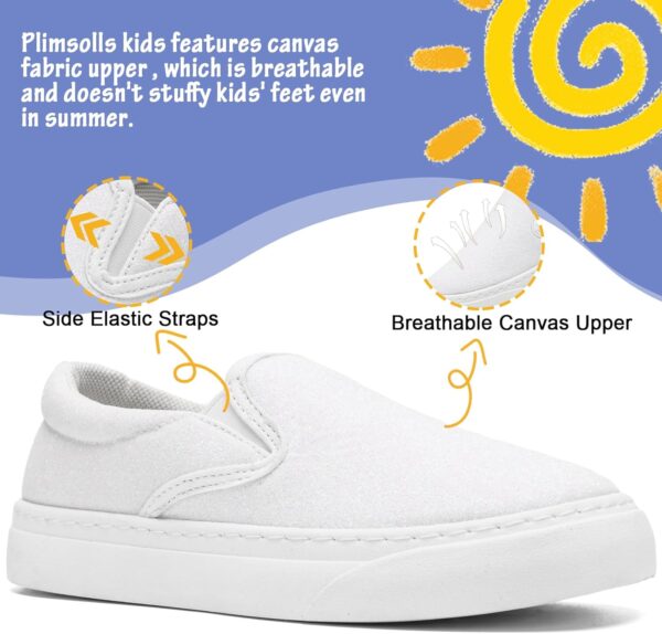maxvinci Girls Canvas Slip On Shoes Kids Glitter Pumps Plimsolls Causal Trainers Breathable Flat Sneakers for Little/Big Kids - Image 3