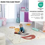 Livabliss Birds Kids Rug - Childrens Rugs for Bedroom 120x170 cm, Animal Kids Carpet for Girls & Boys Bedroom, Playroom and Nursery Rugs, Baby Rug for Girl or Boy Room, Ivory, Mustard, Pink - Image 3