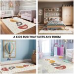 Livabliss Birds Kids Rug - Childrens Rugs for Bedroom 120x170 cm, Animal Kids Carpet for Girls & Boys Bedroom, Playroom and Nursery Rugs, Baby Rug for Girl or Boy Room, Ivory, Mustard, Pink - Image 5