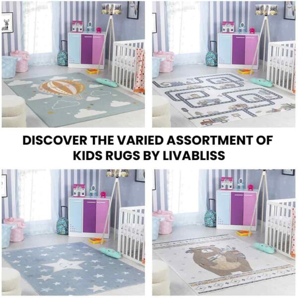 Livabliss Birds Kids Rug - Childrens Rugs for Bedroom 120x170 cm, Animal Kids Carpet for Girls & Boys Bedroom, Playroom and Nursery Rugs, Baby Rug for Girl or Boy Room, Ivory, Mustard, Pink - Image 6