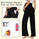 BIOECEUA Women Maternity Flared Leggings Over Bump, High Waisted Soft Stretch Belly Support Pregnancy Trousers with Pockets, Wide Leg Bootcut Yoga Pants for Gym Yoga Workout Casual - Image 4