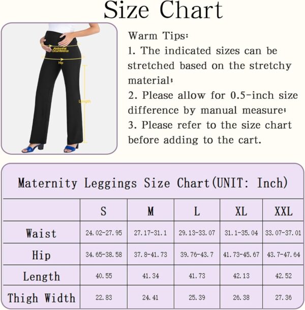 BIOECEUA Women Maternity Flared Leggings Over Bump, High Waisted Soft Stretch Belly Support Pregnancy Trousers with Pockets, Wide Leg Bootcut Yoga Pants for Gym Yoga Workout Casual - Image 7