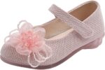 Baby Girls Mary Janes with Pearl Flower Ballet Flats Soft Sole Walking Shoes Slip on Loafers Moccasins Crib Shoes Party Wedding Dress Princess Shoes for Toddlers Kids 1-6 Years