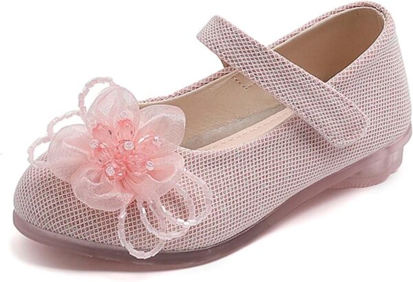 Baby Girls Mary Janes with Pearl Flower Ballet Flats Soft Sole Walking Shoes Slip on Loafers Moccasins Crib Shoes Party Wedding Dress Princess Shoes for Toddlers Kids 1-6 Years - Image 3