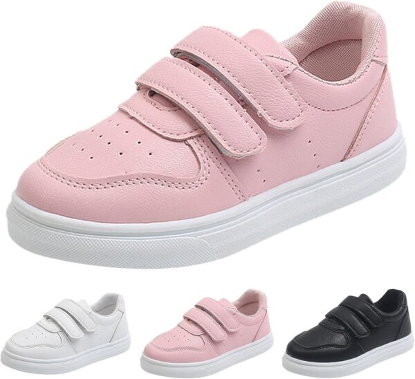 Boys Girls Sneakers Kids Sports Athletic Shoes Walking Shoes Little Kid/Big Kid Girls Sports Shoes Fashionable New Pattern Solid Color Flat Bottom Thick Sole Comfortable Casual White - Image 5