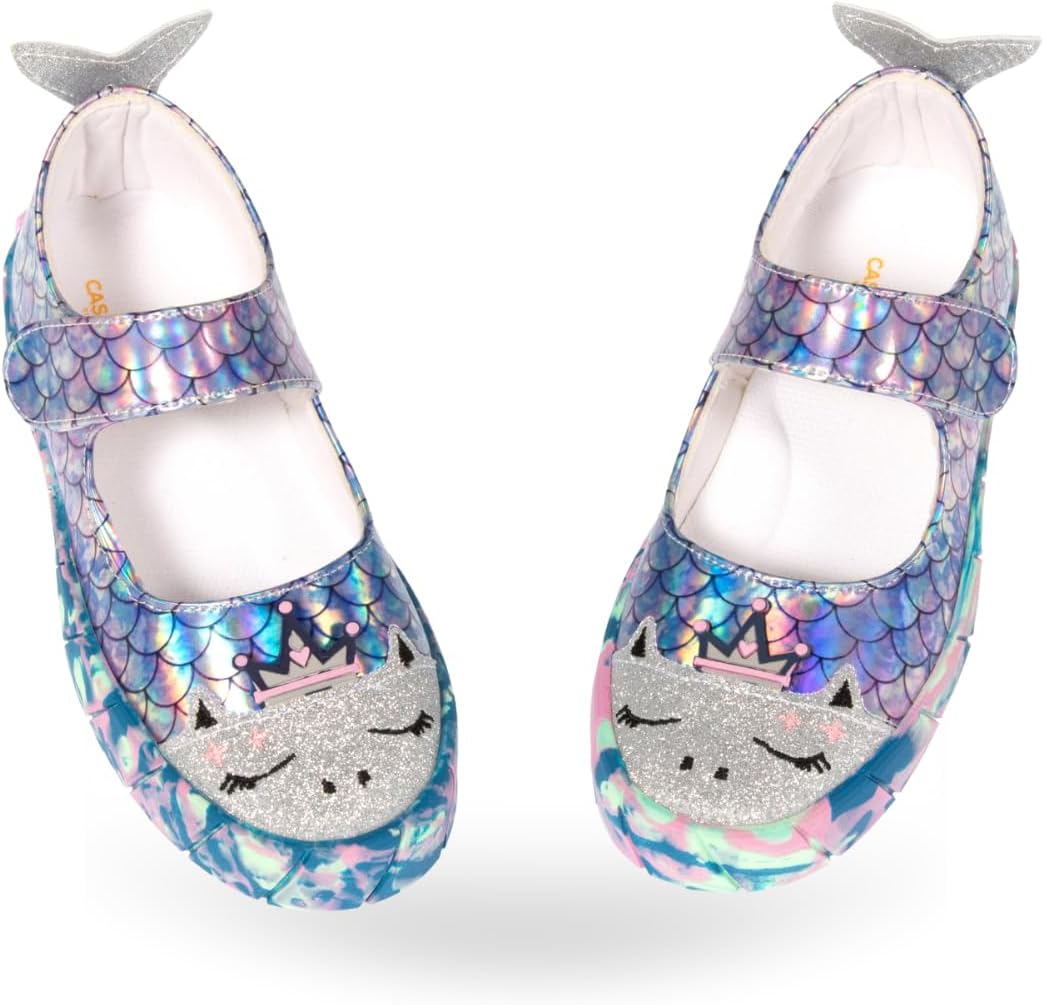 1744075080_61Z15dvNJeL._AC_SL1350_.jpg Princess Mermaid 3D Embroidered Hologram Girls Babet Sneakers - Image 1