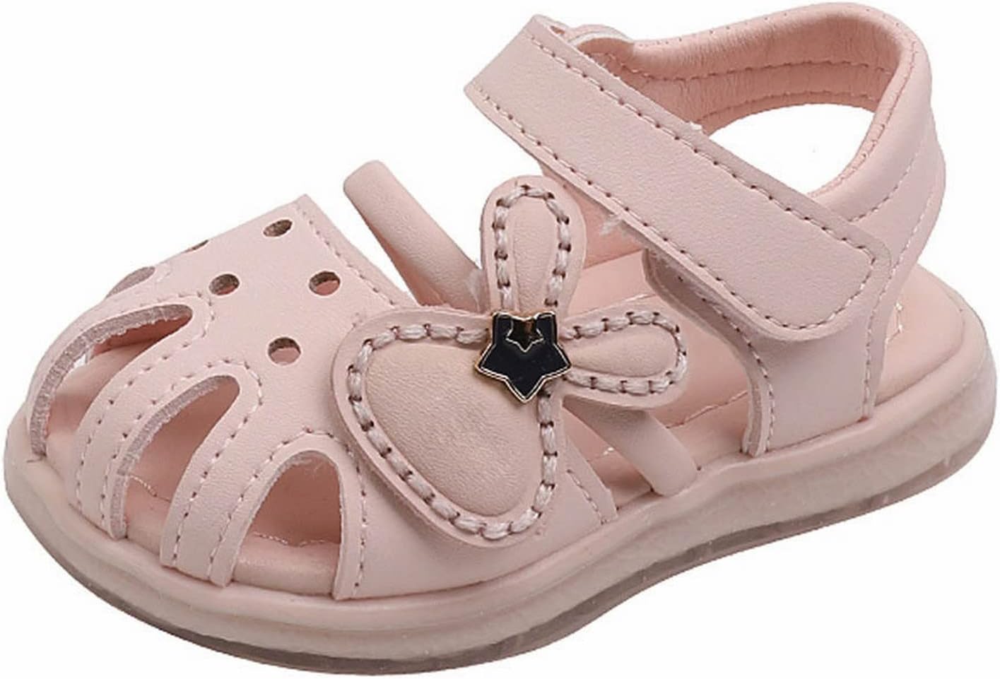 1744085319_61u5NKKGXYL._AC_SL1500_.jpg ROLAQDK Kids Wedge Booties for Girls Cute Girl Sandals Toddler Baby Girl Shoes Breathable Shoe Dew Toe Shoe Bag Head Sandals Girl Sandals Baby Soft Shoe Covers Sandals for 0 To 2 Years - Image 1