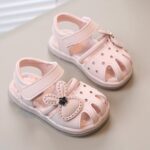 ROLAQDK Kids Wedge Booties for Girls Cute Girl Sandals Toddler Baby Girl Shoes Breathable Shoe Dew Toe Shoe Bag Head Sandals Girl Sandals Baby Soft Shoe Covers Sandals for 0 To 2 Years - Image 2