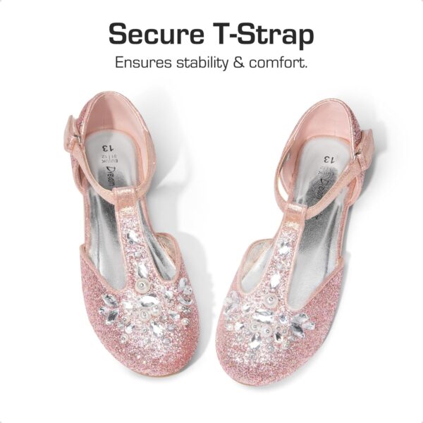 DREAM PAIRS Girls Mary Jane Shoes Flower Girls Shoes with Pearl T-Strap Wedding Party School Girls Flats for Toddler Little Big Kid - Image 2
