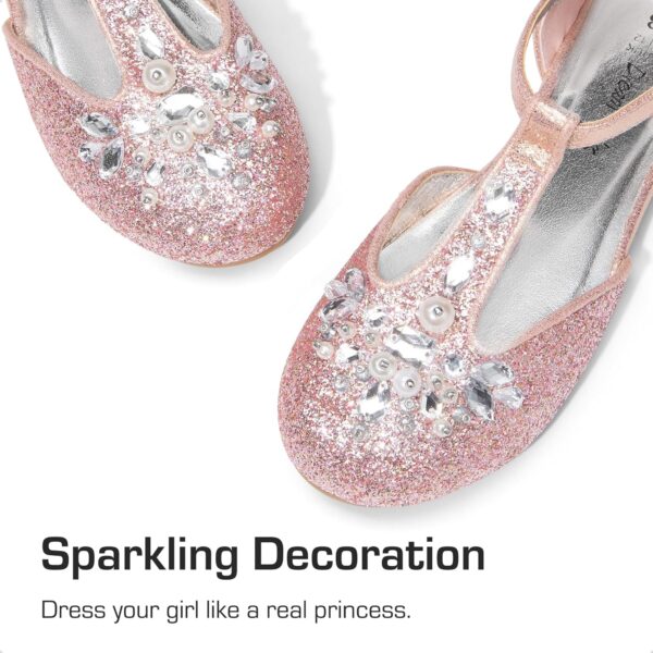 DREAM PAIRS Girls Mary Jane Shoes Flower Girls Shoes with Pearl T-Strap Wedding Party School Girls Flats for Toddler Little Big Kid - Image 3