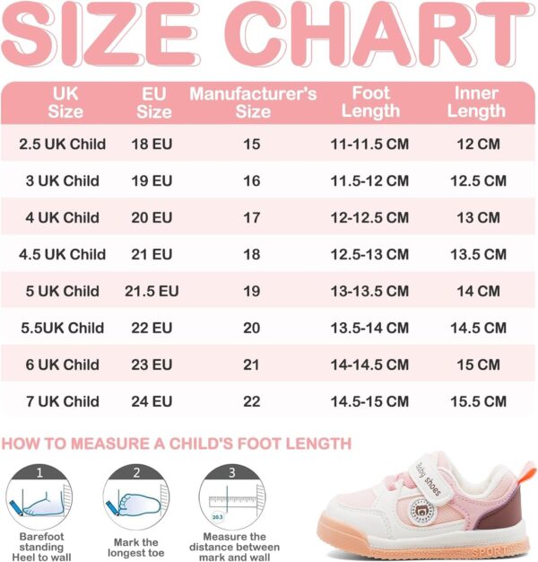 MASOCIO Baby Boys Girls First Walking Shoes Infant Toddler Trainers Non-Slip Shoes - Image 7