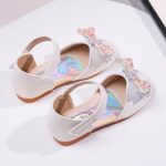 Baby Girls Dress Dance Shoes Bow Glitter Sequins Ankle 𝗟ow Heel Sandals Closed Toe Strap Toddler Kids Loafers (White, 10 Little Child) - Image 7