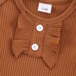 ESHOO Baby Girl Clothes Newborn Dress Set Long Sleeve Ruffle Romper Plaid Suspender Skirt Overall Dress Bow Headband Infant Outfits for 0-24M - Image 3