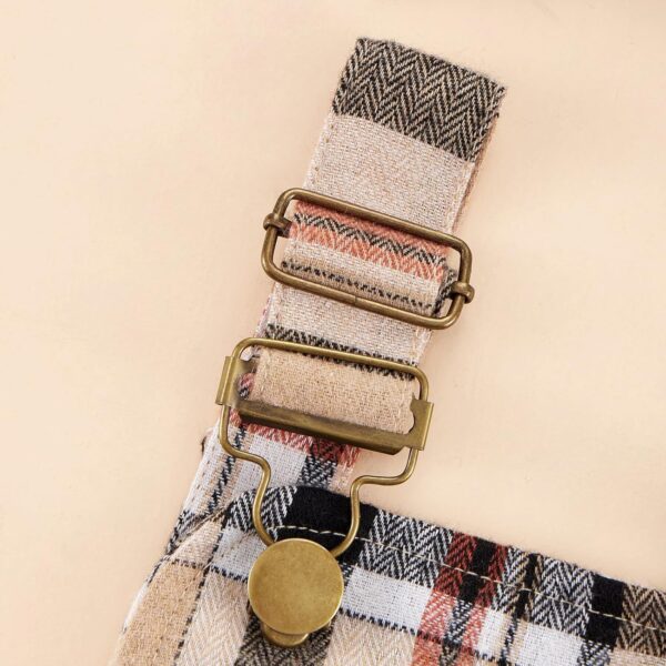 ESHOO Baby Girl Clothes Newborn Dress Set Long Sleeve Ruffle Romper Plaid Suspender Skirt Overall Dress Bow Headband Infant Outfits for 0-24M - Image 5