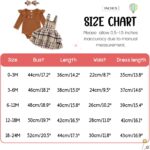 ESHOO Baby Girl Clothes Newborn Dress Set Long Sleeve Ruffle Romper Plaid Suspender Skirt Overall Dress Bow Headband Infant Outfits for 0-24M - Image 7