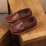 Boys Girls Leather Loafers Slip-On Flats Boat Dress School Daily Walking Shoes Children Anti-Slip Lazy Shoes(1-12Y) (Brown, 9) - Image 2